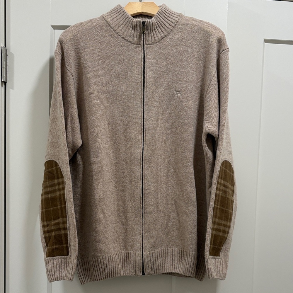 Burberry 100% Lambswool Zippered Sweater—FANTASTIC!  Like New—Size Large